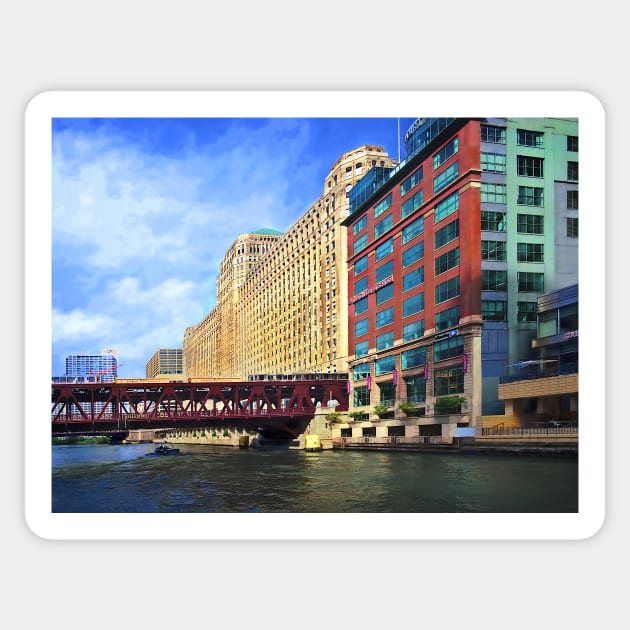 Chicago IL - Train on Wells Street Bridge Sticker by SusanSavad